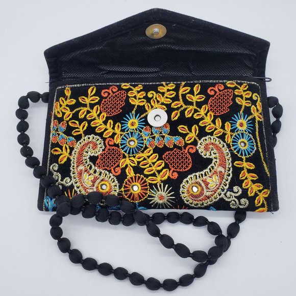 India Multicoloured Envelope Embroidered Paisley Bag - Picture 7 of 13